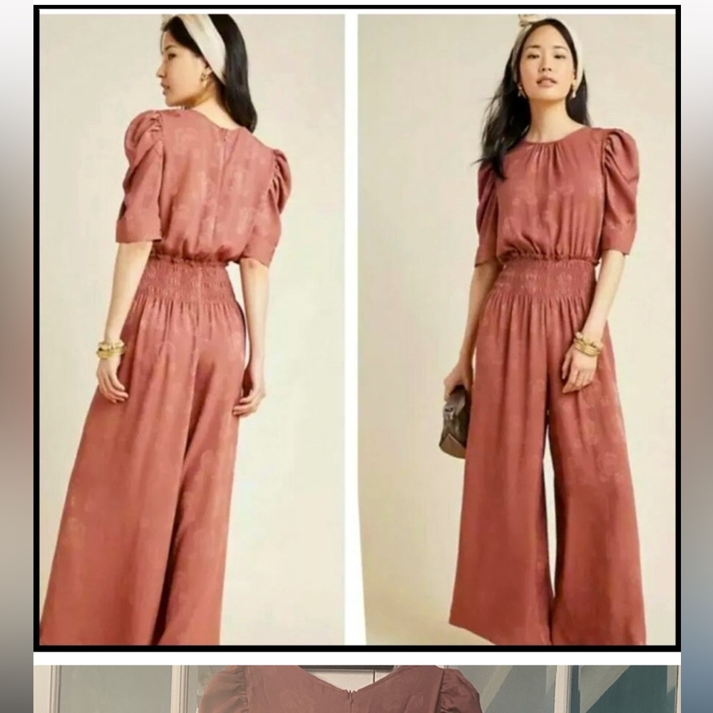 Anthropologie rose gold jumpsuit size small